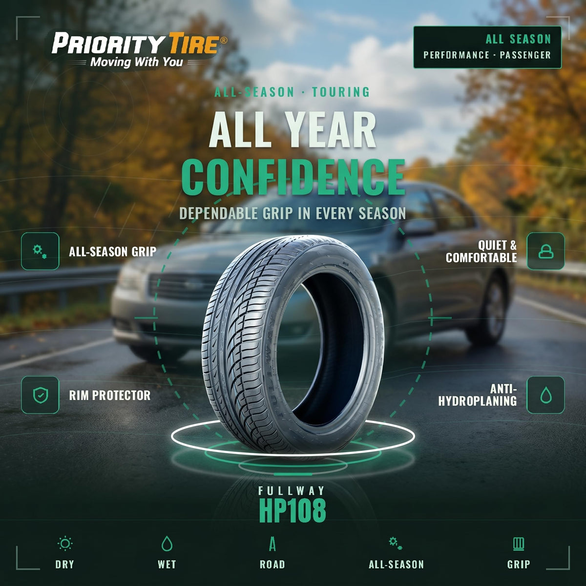 All-Season Passenger Car Performance Radial Tire 215/60R16 99V XL A846403