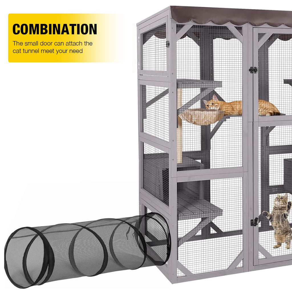 Outdoor Catio Cat Enclosure with 7 Platforms Grey J881