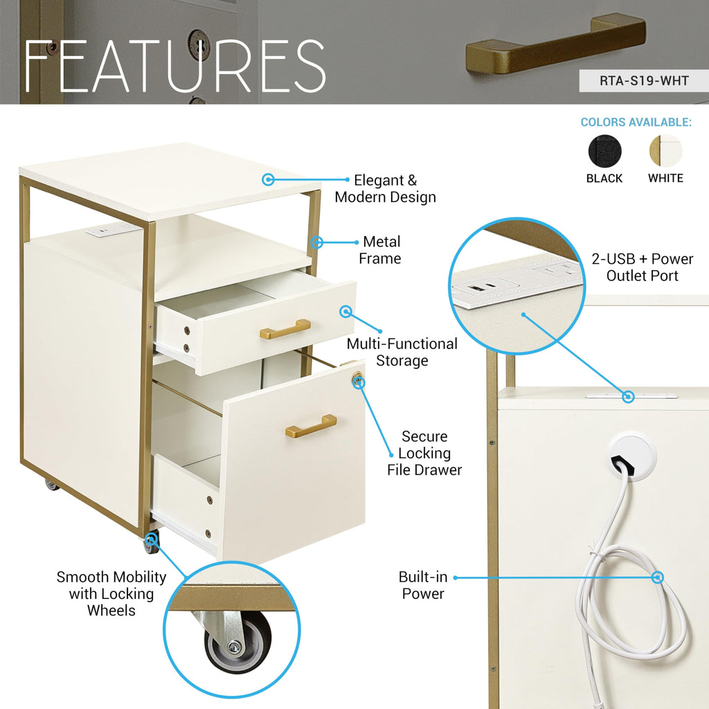 2 Drawer Rolling File Cabinet with Lock Q6371
