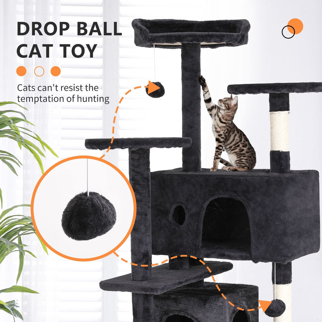 70 Inch Multi-Level Cat Tree with Scratching Post, Condo, Plush Perch P166090