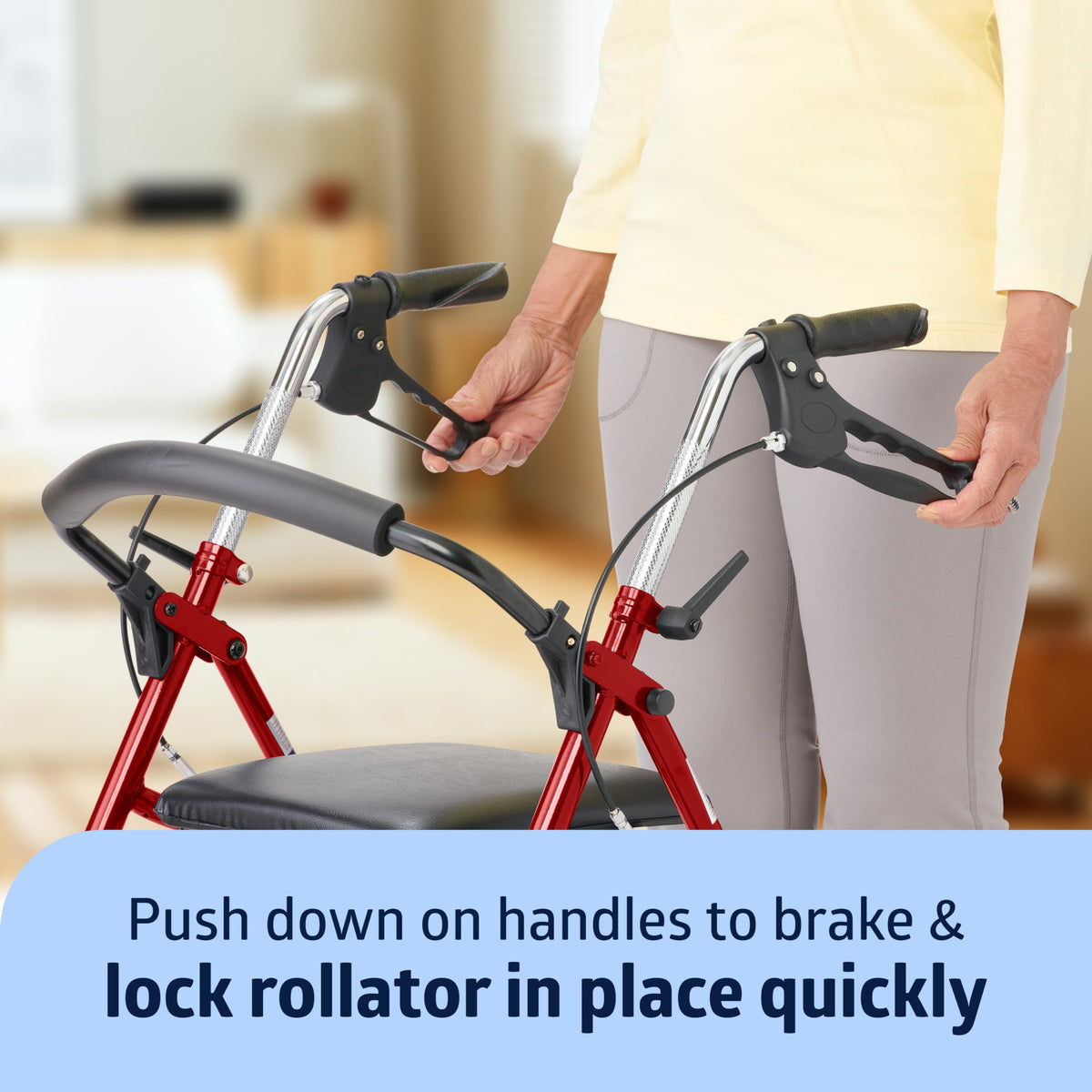 Steel Rollator Walker with 8 Inch Wheels, Red P826093