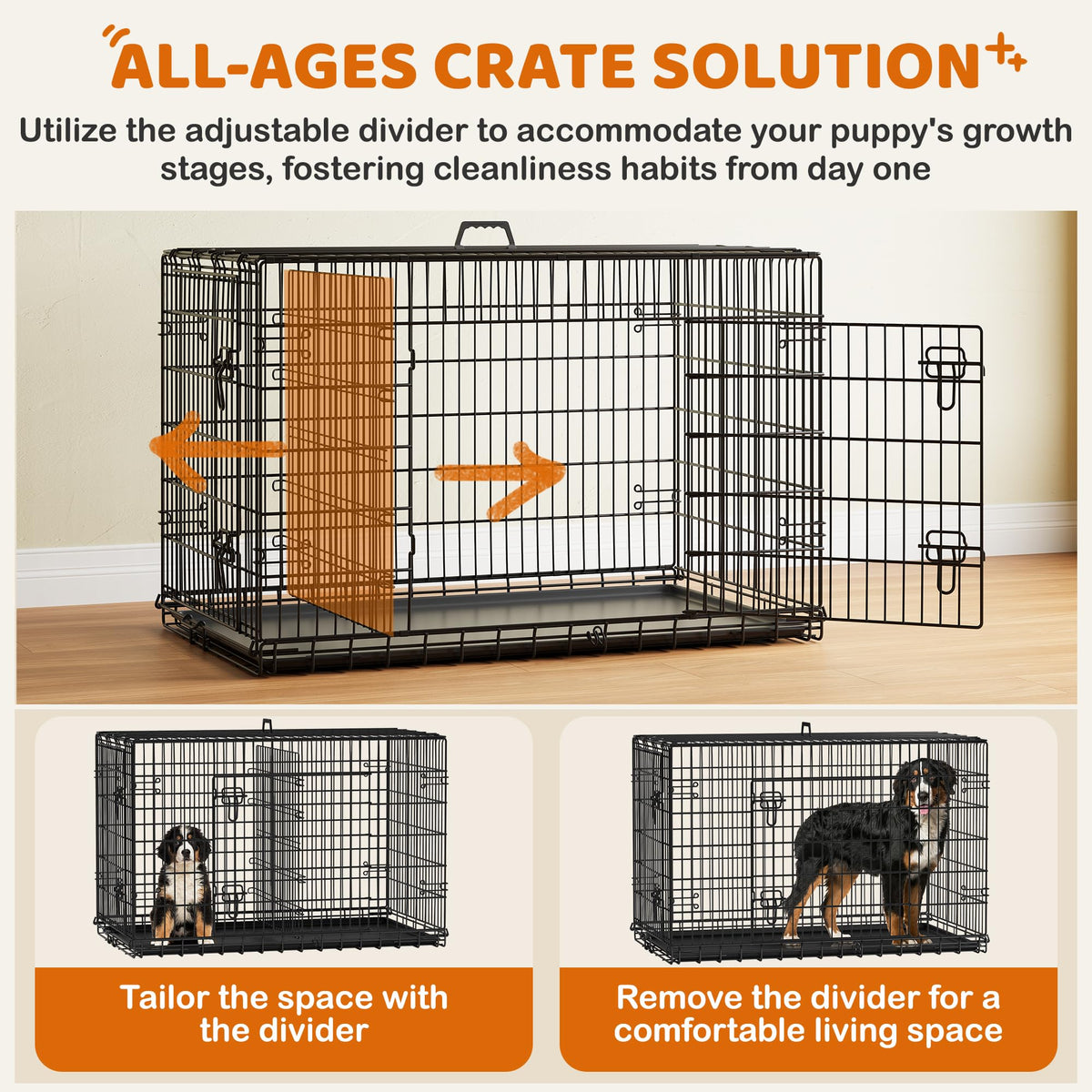 48 inch Collapsible Metal Dog Crate with Divider Y32438