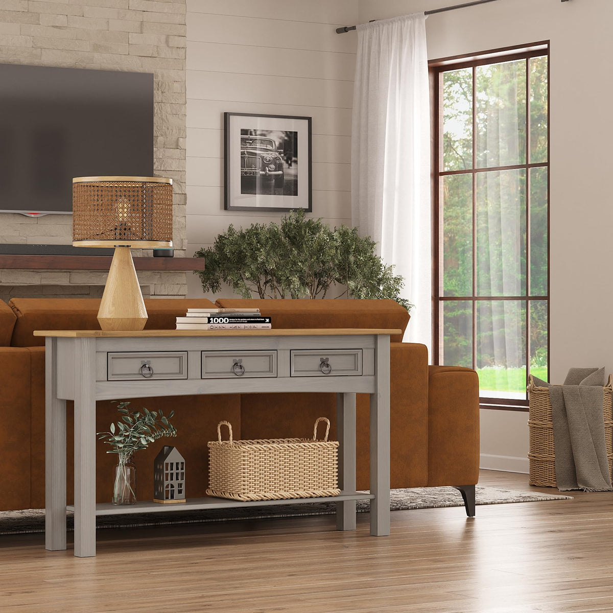 Solid Wood Console Table with 3 Drawers T13738