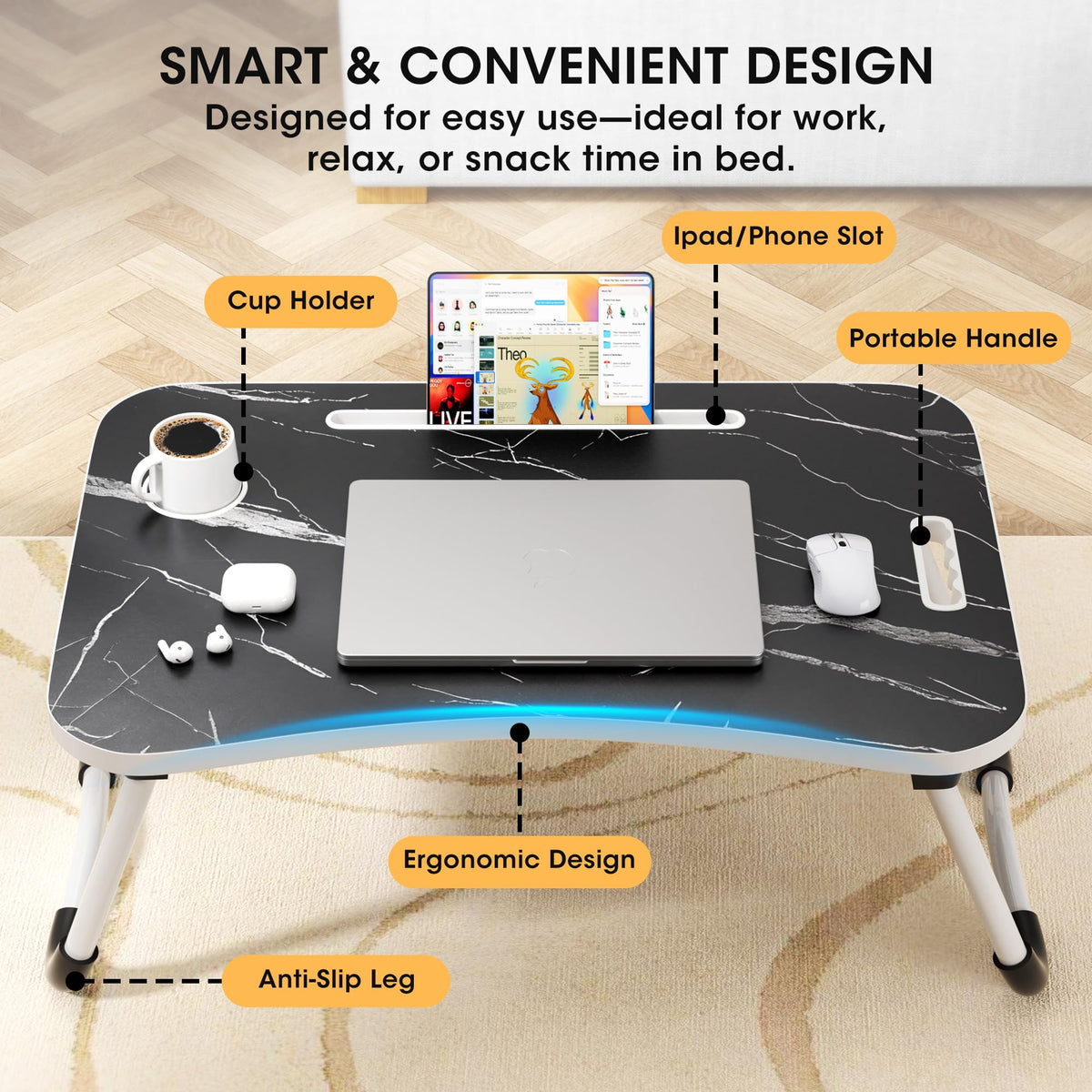 Folding Wood Lap Desk with Cup Holder P531010