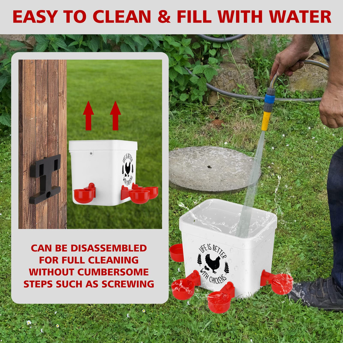Chicken Waterer with 4 Water Cups 2 Gallon V5435