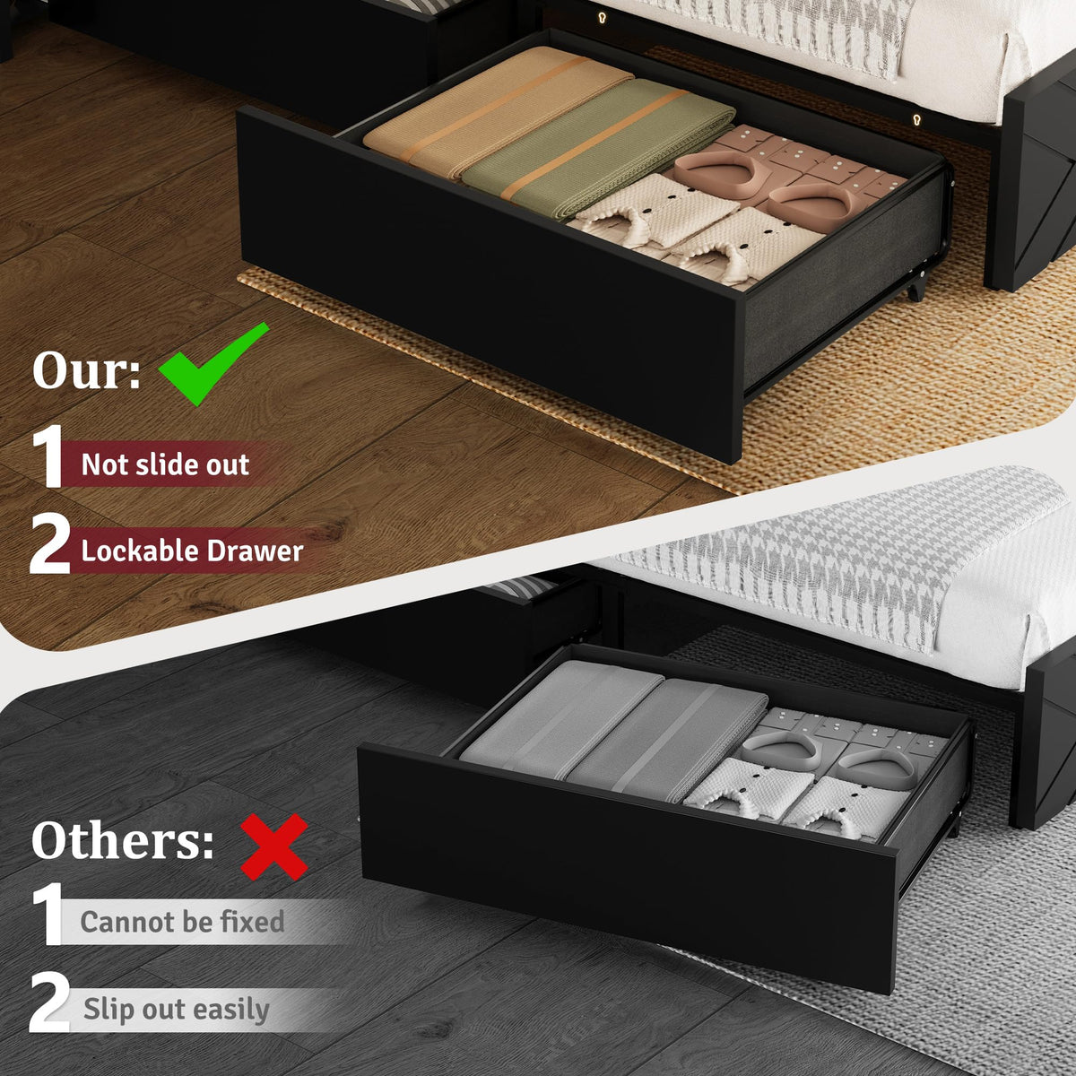 King Size Bed Frame with Tall Headboard I815326