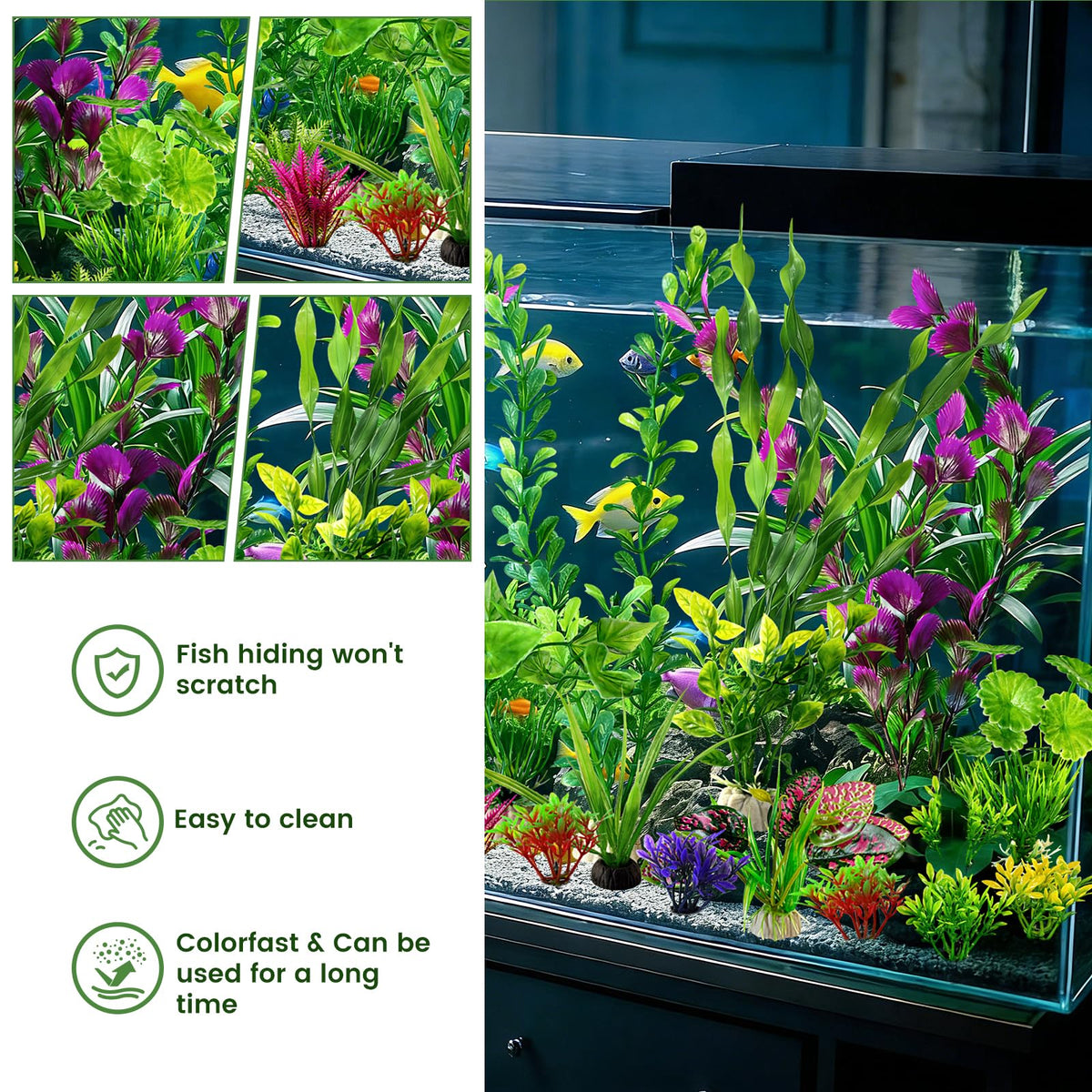 Artificial Aquarium Plants Green Plastic Fish Tank Decorations B1178