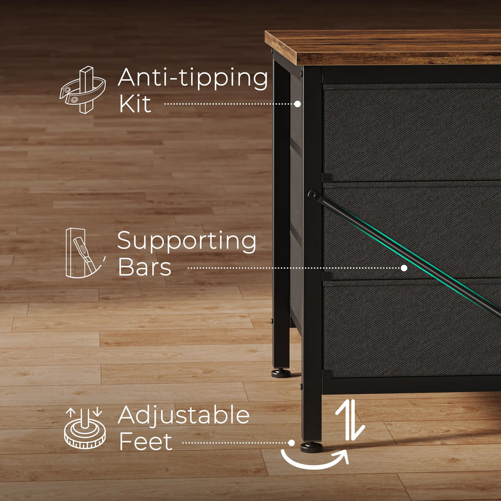 63 Inch 9 Fabric Drawer Dresser D461