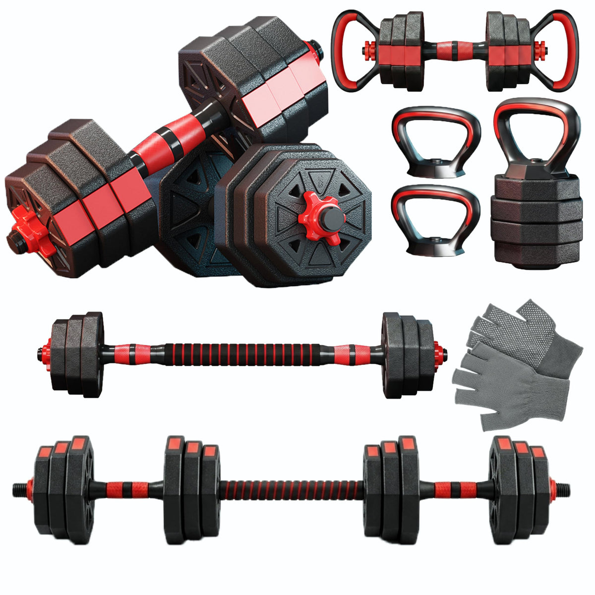45LB Adjustable Dumbbell & Barbell Weight Set Z11389