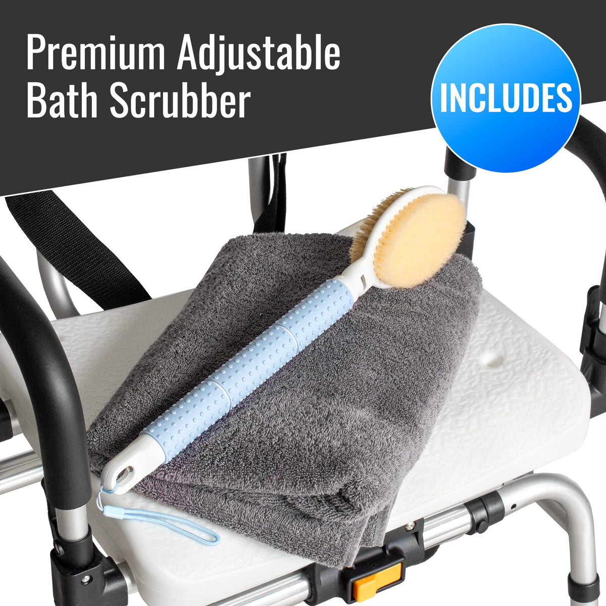 Extra-Wide 360lb Capacity Non-Slip Padded Shower Chair & Transfer Bench M511