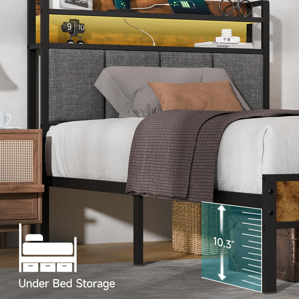 Twin Bed Frame with Upholstered Headboard Z5873