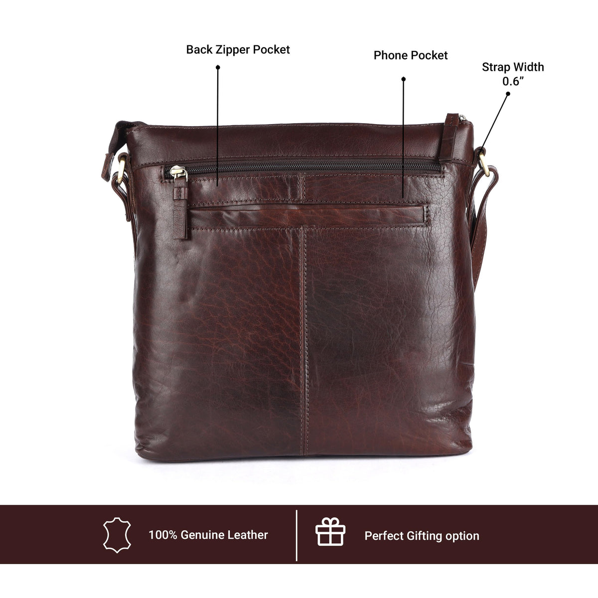Extra-Large Genuine Leather Crossbody Purse F162615