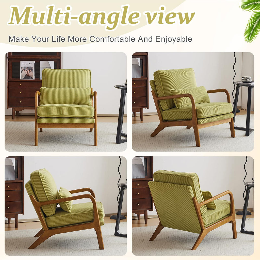 Green Corduroy Accent Chairs Set of 2 E125
