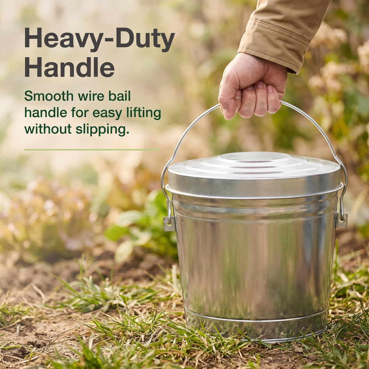 Galvanized Steel 6 Gallon Trash Can with Locking Lid H2440