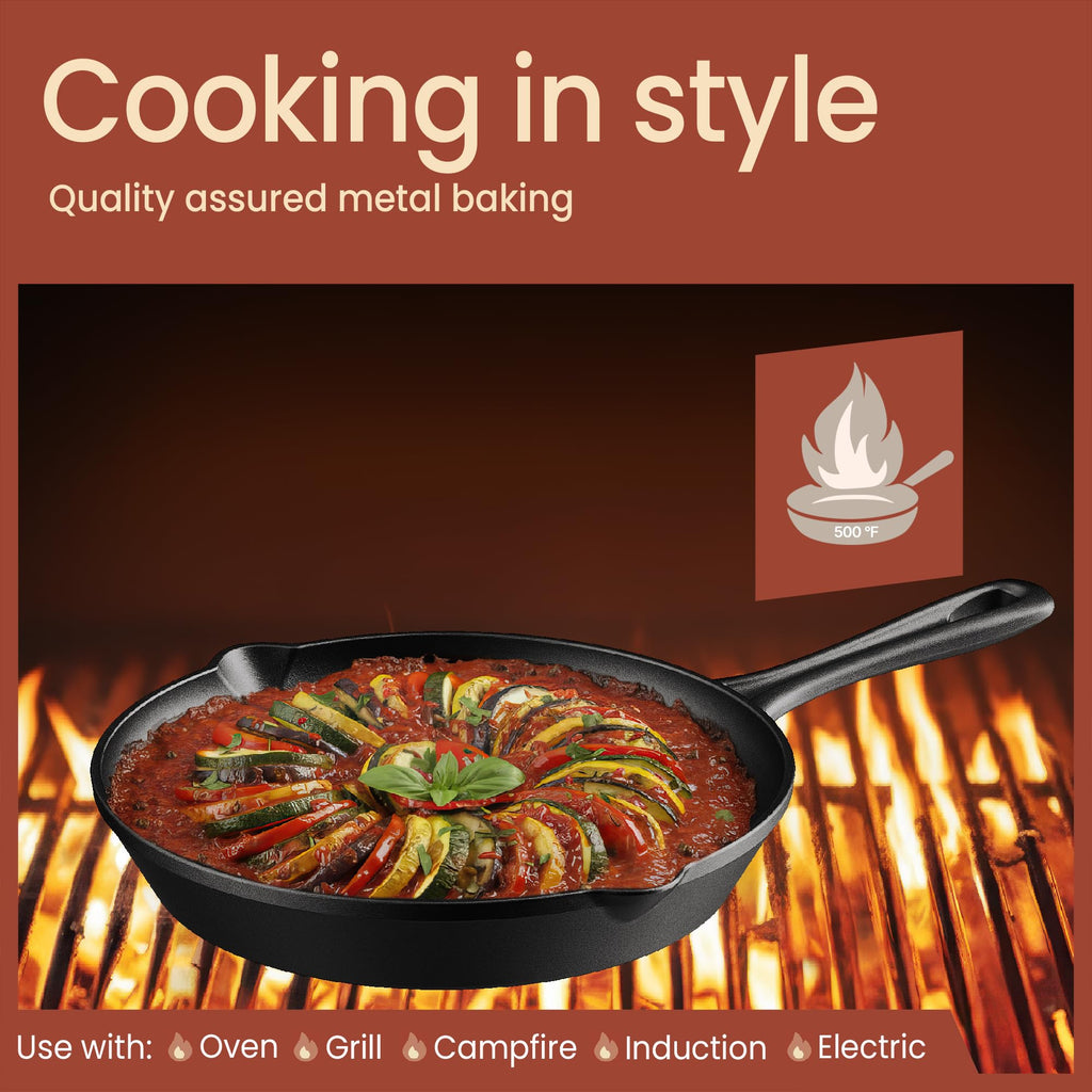 10" Pre Seasoned Cast Iron Skillet with Glass Lid F2478