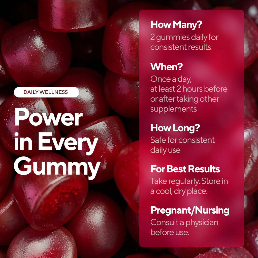 Beet Root Gummies with CoQ10, Grape Seed, Vitamin C, B12 & B3 A595869