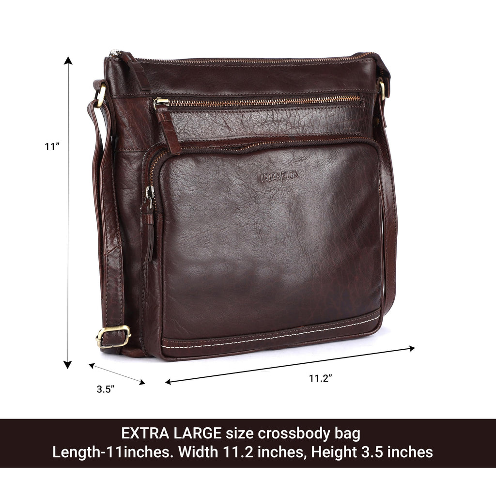Extra-Large Genuine Leather Crossbody Purse F162615