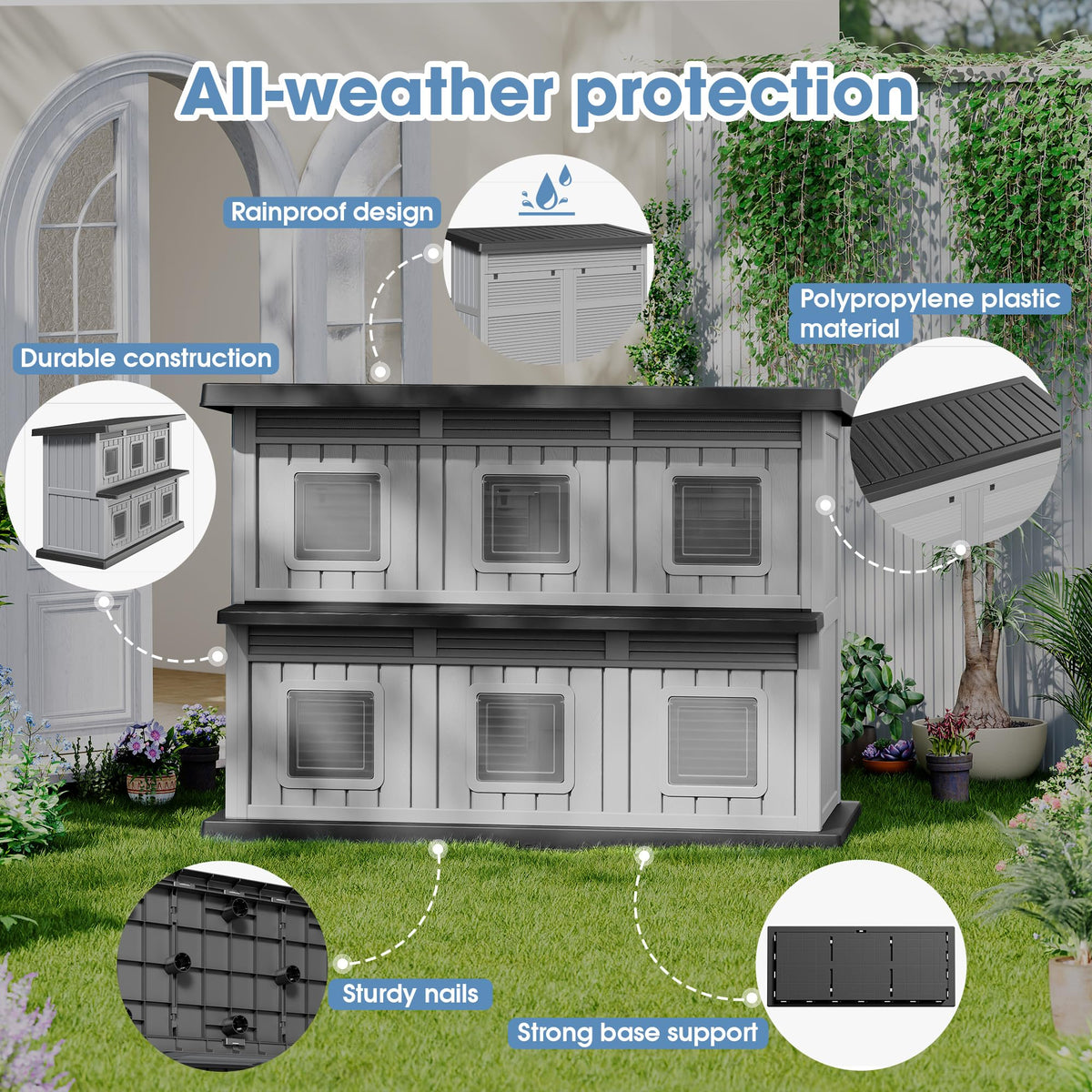 Weatherproof Insulated Outdoor Cat House H31220