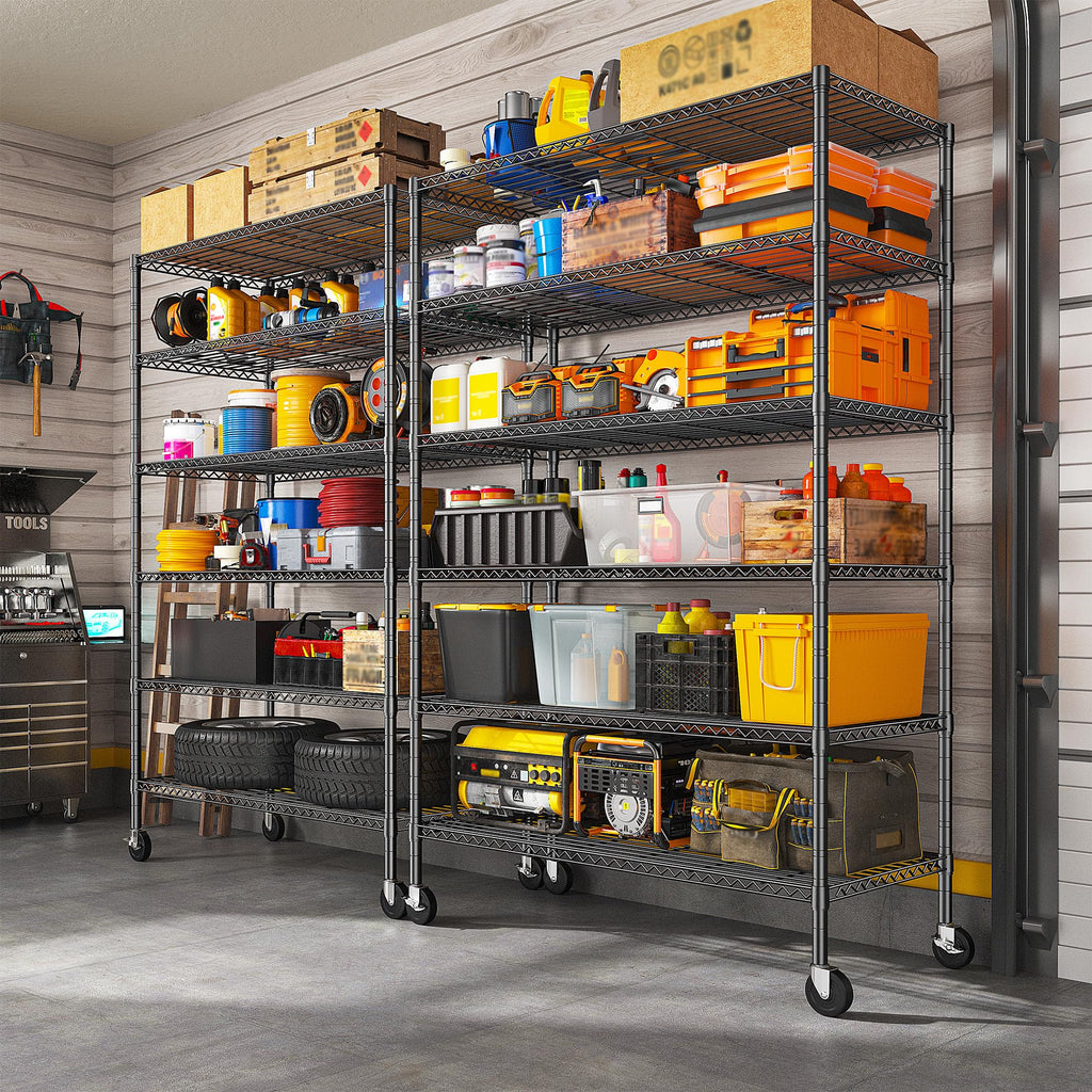 82" 6-Tier Adjustable Storage Shelves with Wheels Y7769