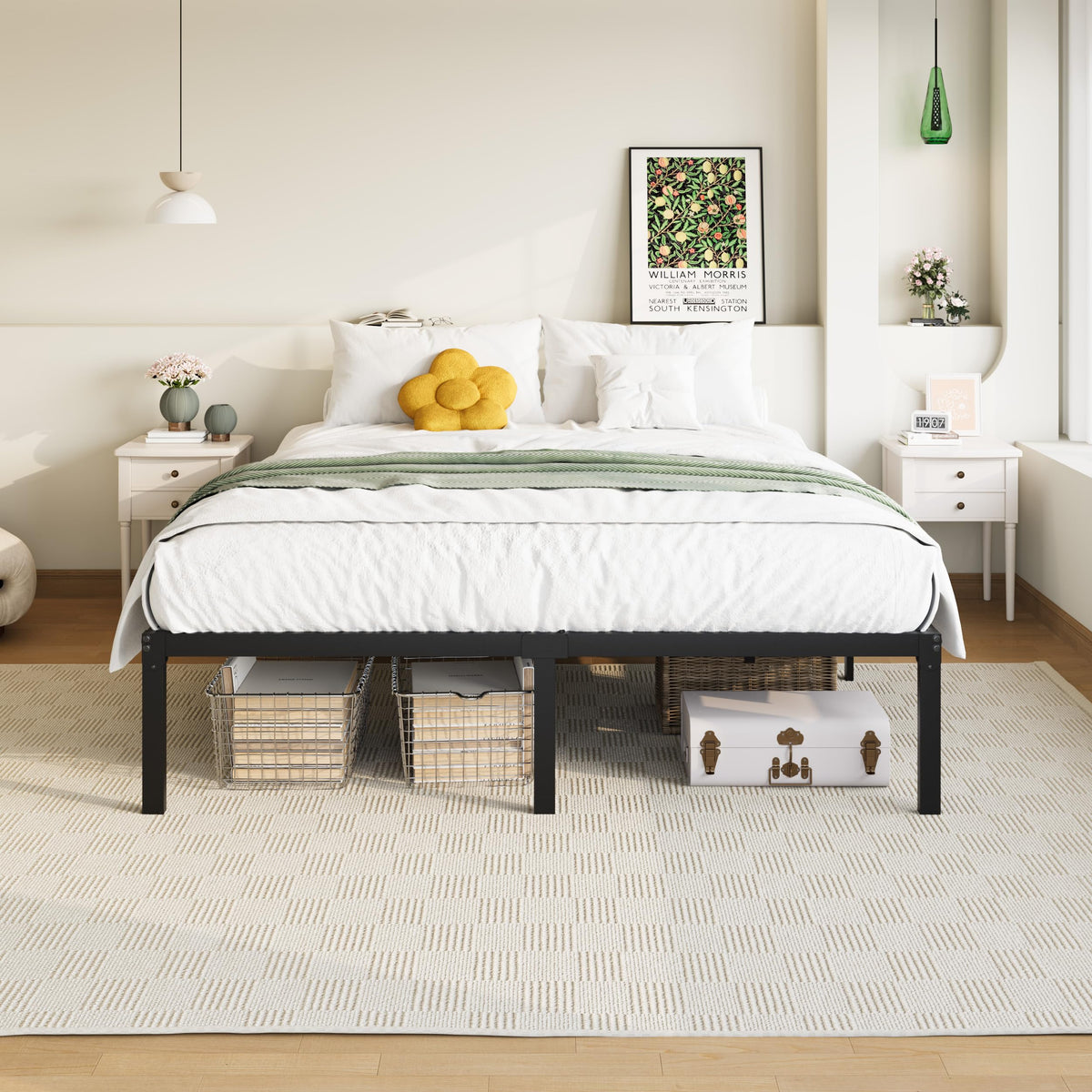 Queen 14 inch Metal Bed Frame with Storage Space K21617