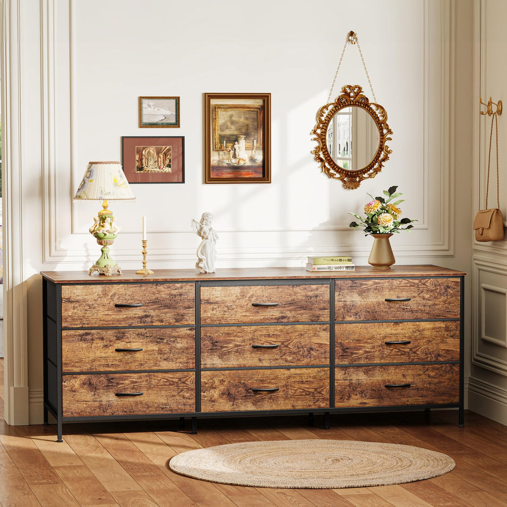 63 Inch 9 Fabric Drawer Dresser D461