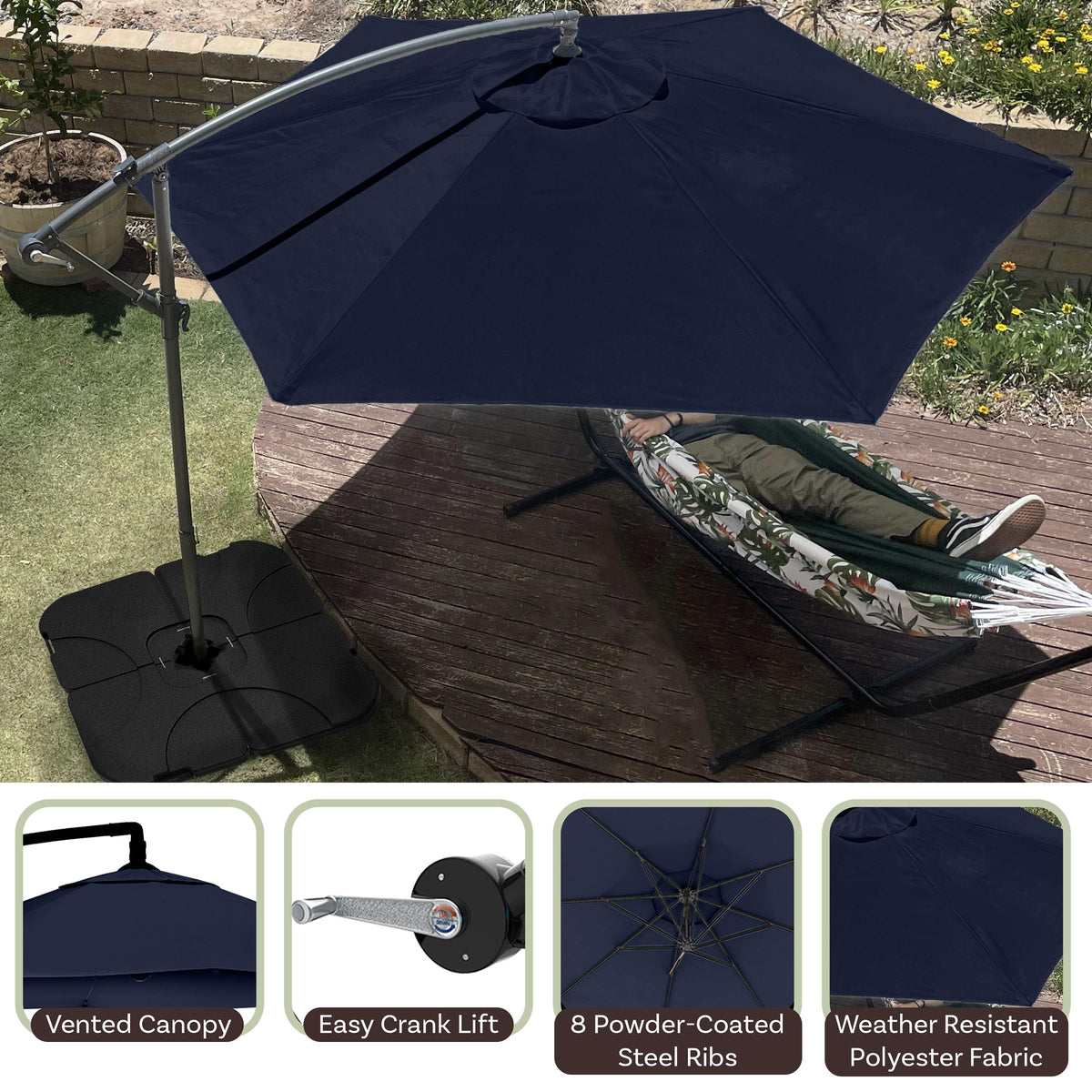 10 Ft Offset Cantilever Patio Umbrella with Cross Base Q5183