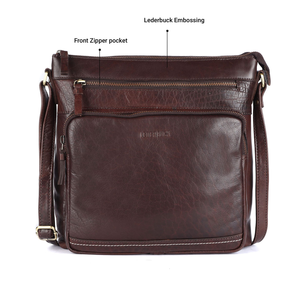 Extra-Large Genuine Leather Crossbody Purse F162615