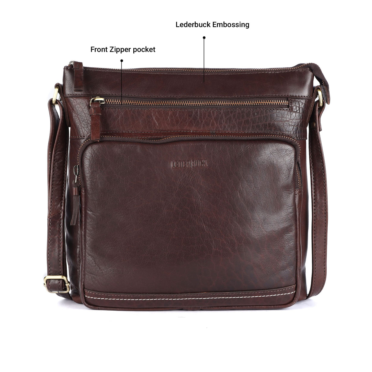 Extra-Large Genuine Leather Crossbody Purse F162615