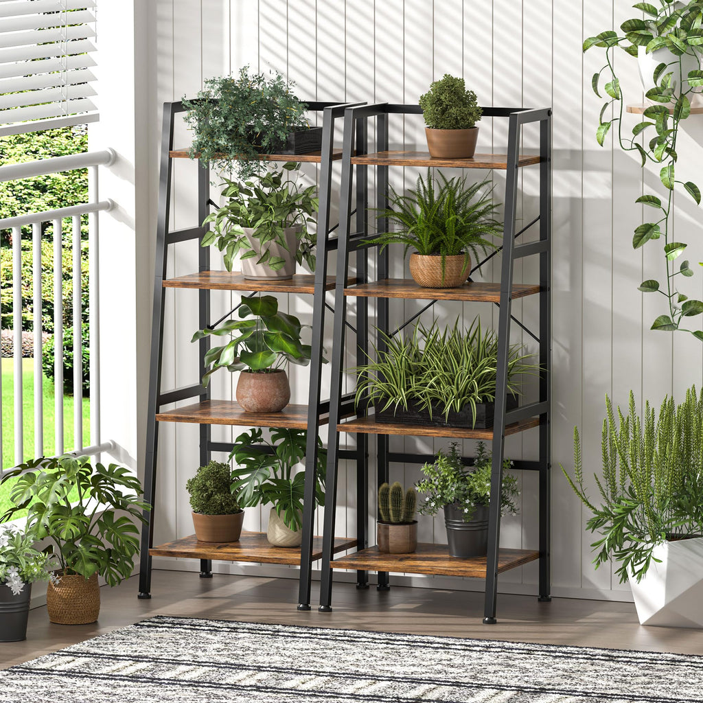 4-Tier Industrial Bookshelf with Steel Frame S366