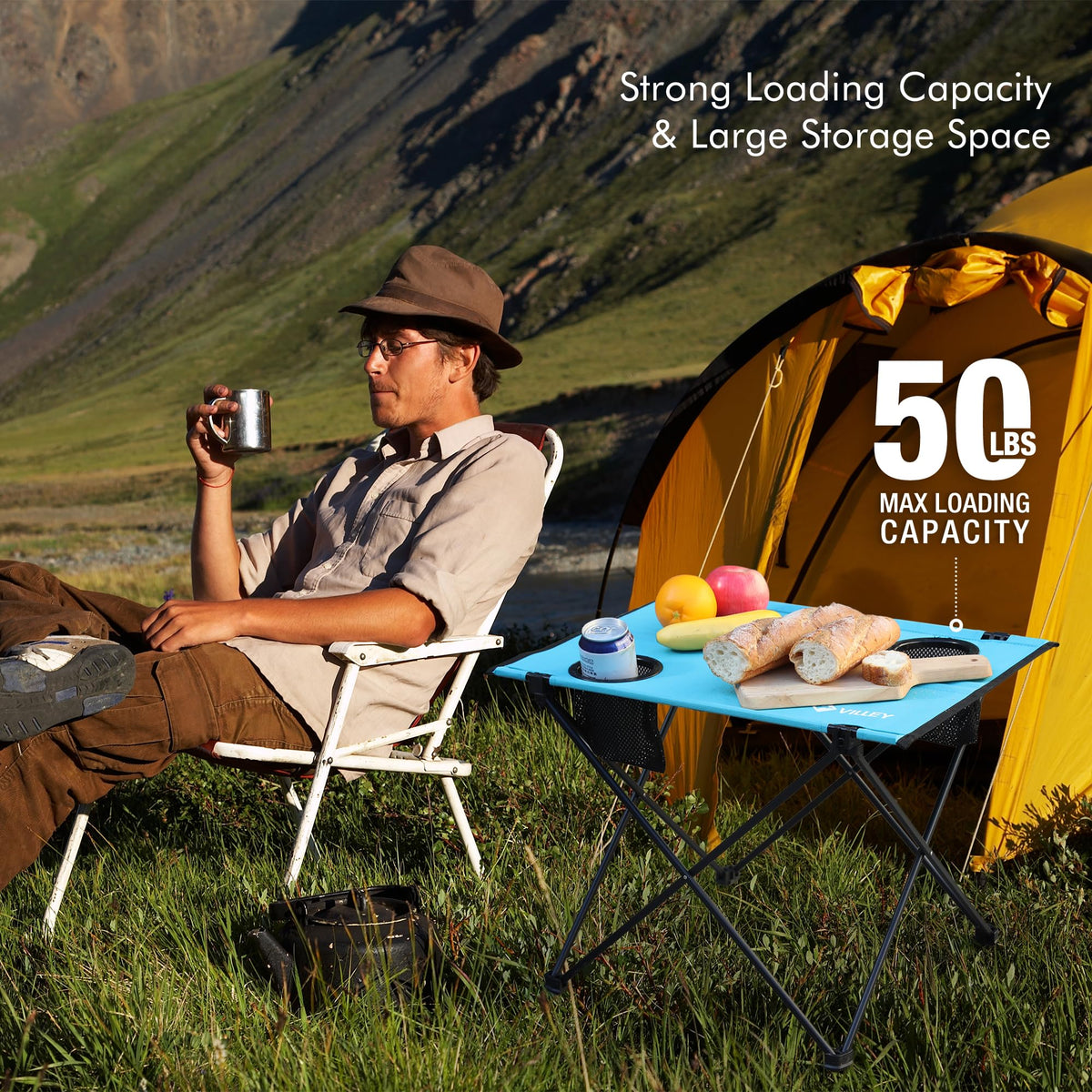 Folding Camping Table with 2 Cup Holders R145