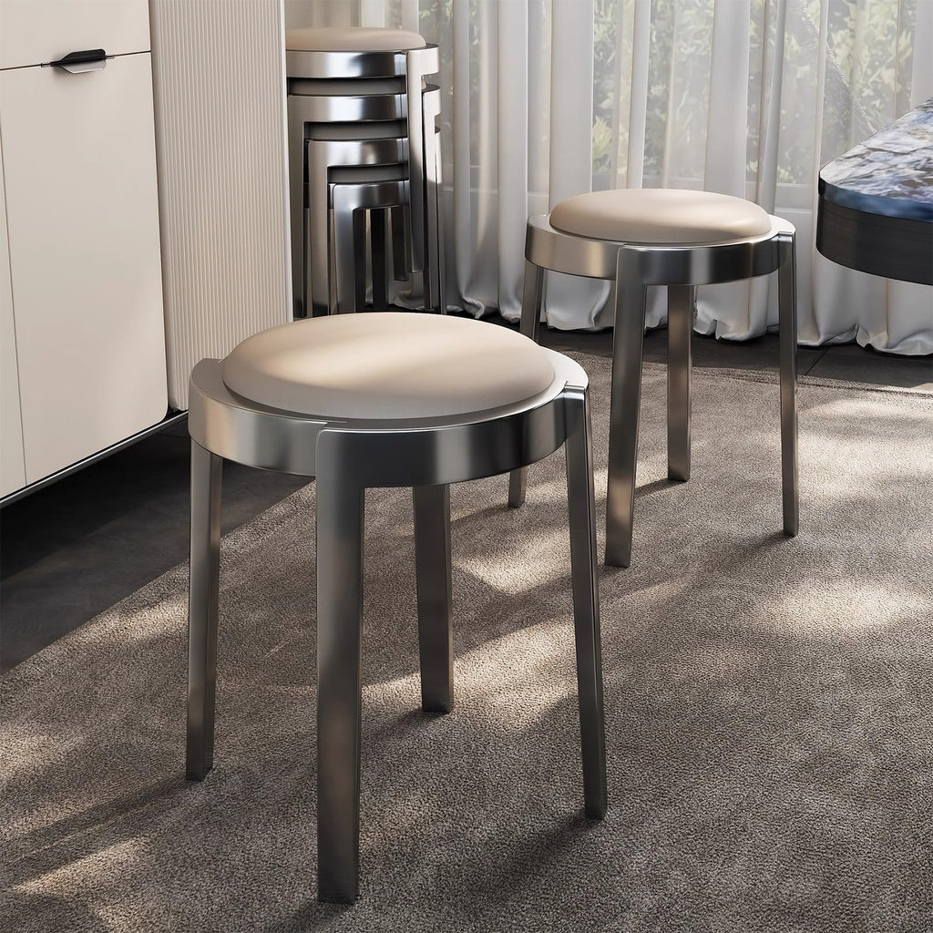 Round Stackable Stainless Steel Stools G745352