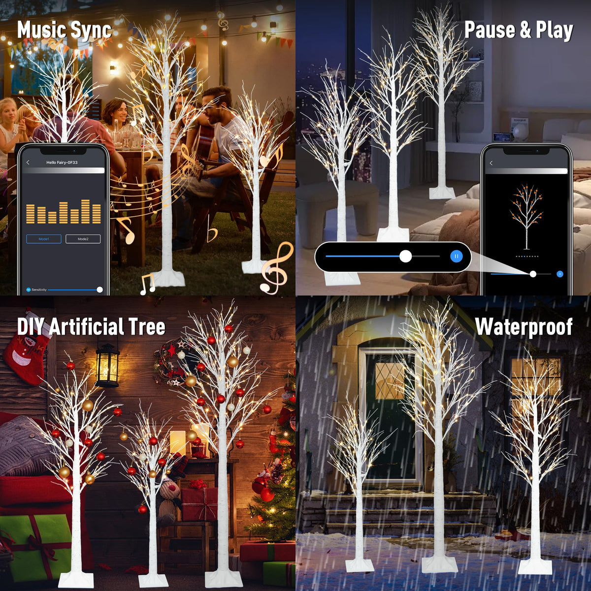 Lighted Birch Trees 4FT 5FT 6FT B3982