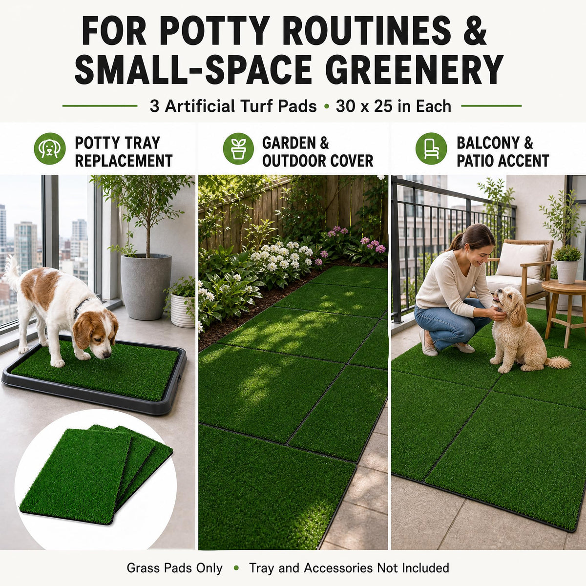 Dog Potty Grass Pads 2 Pack 30 x 20 in Replacement Turf G926320