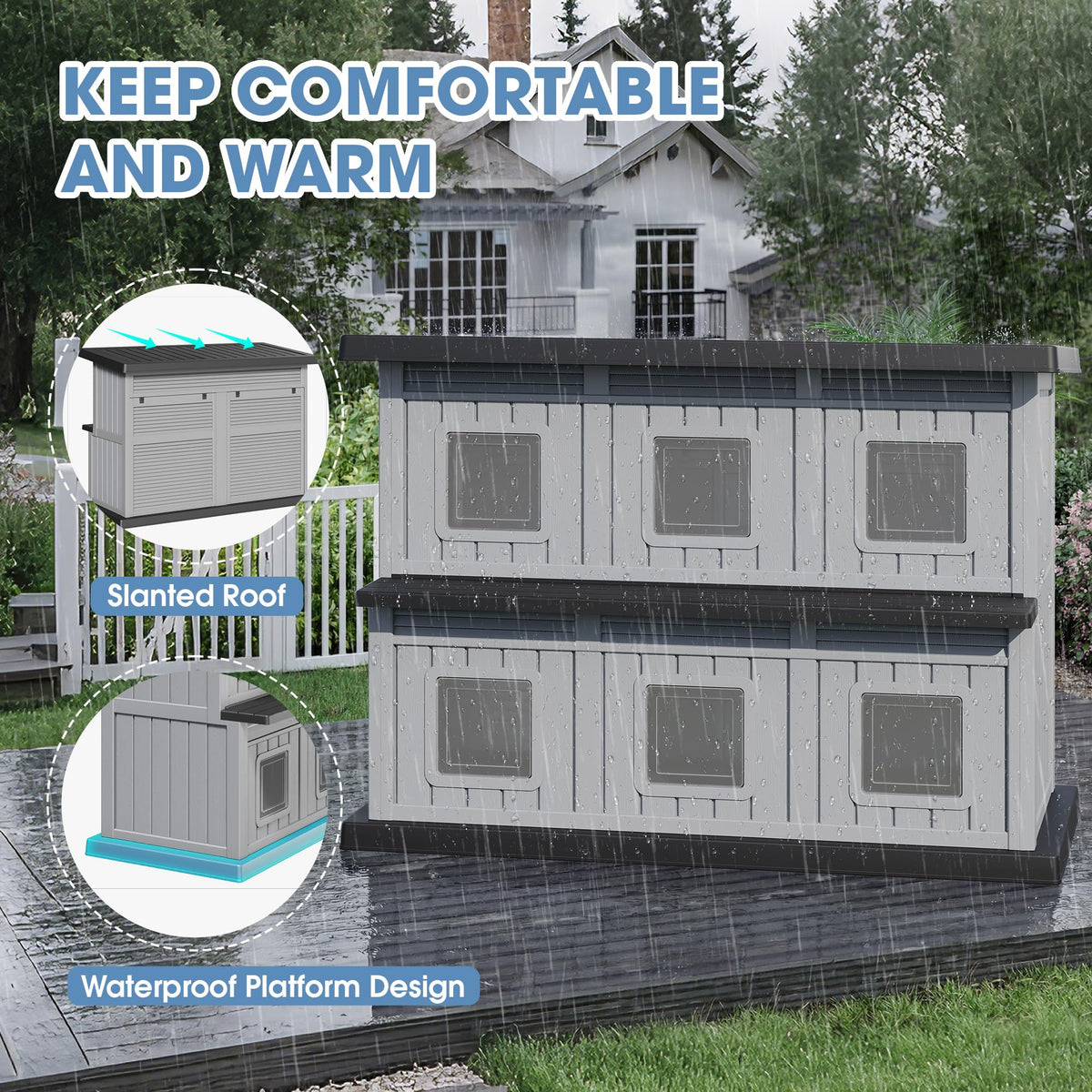 Weatherproof Insulated Outdoor Cat House H31220