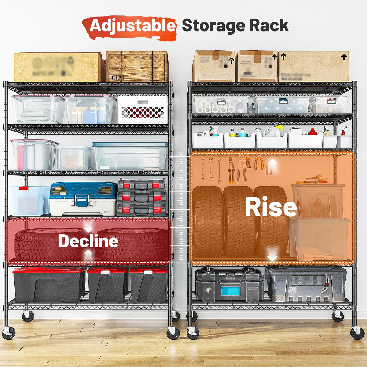 82" 6-Tier Adjustable Storage Shelves with Wheels Y7769