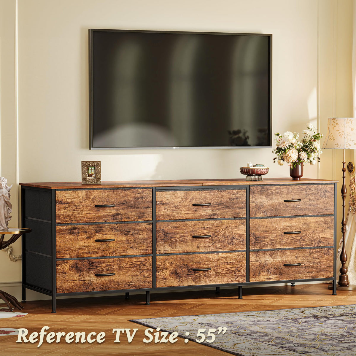 63 Inch 9 Fabric Drawer Dresser D461