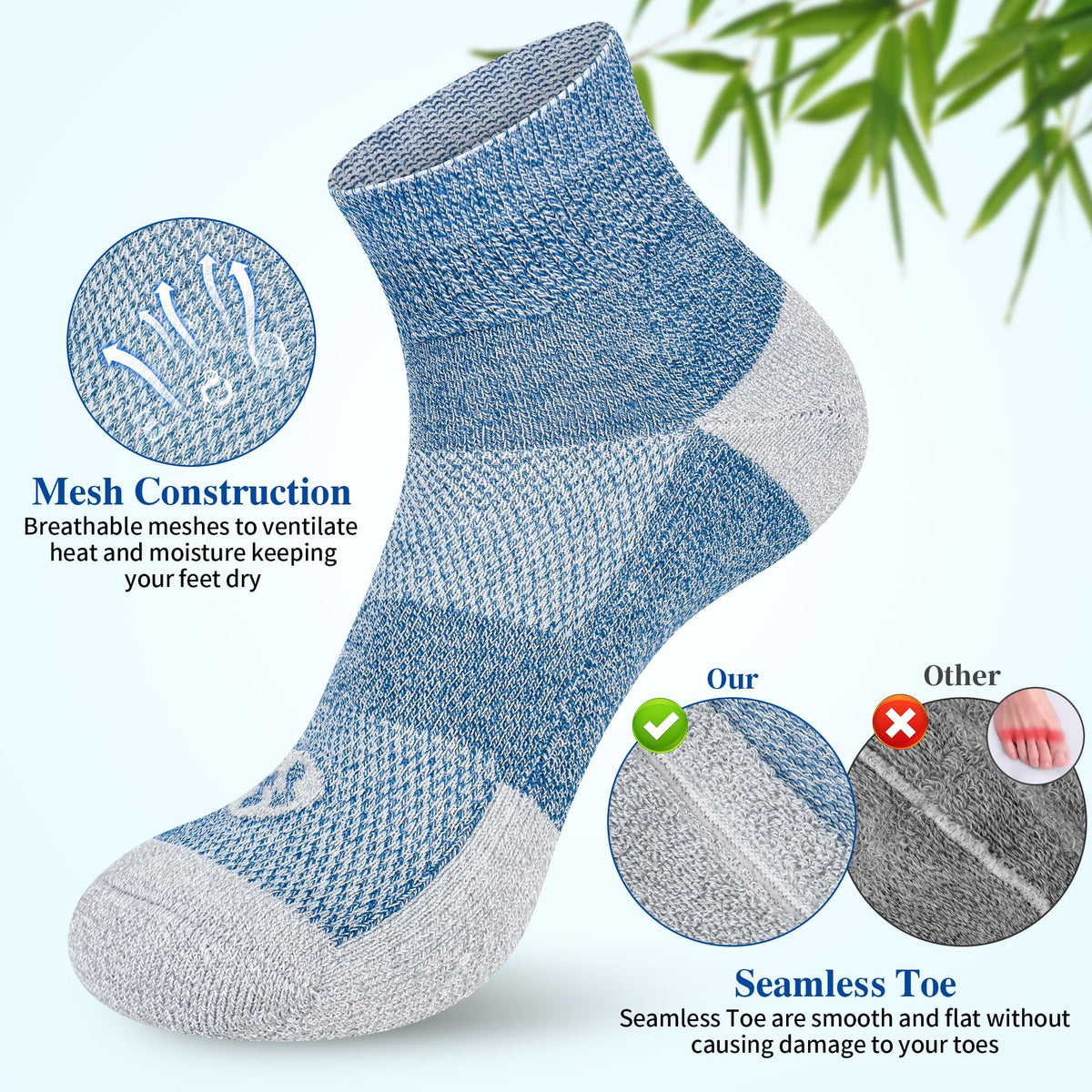 Diabetic Socks for Men, 10 Pairs Ankle & Low Cut Size 9-15 F44501