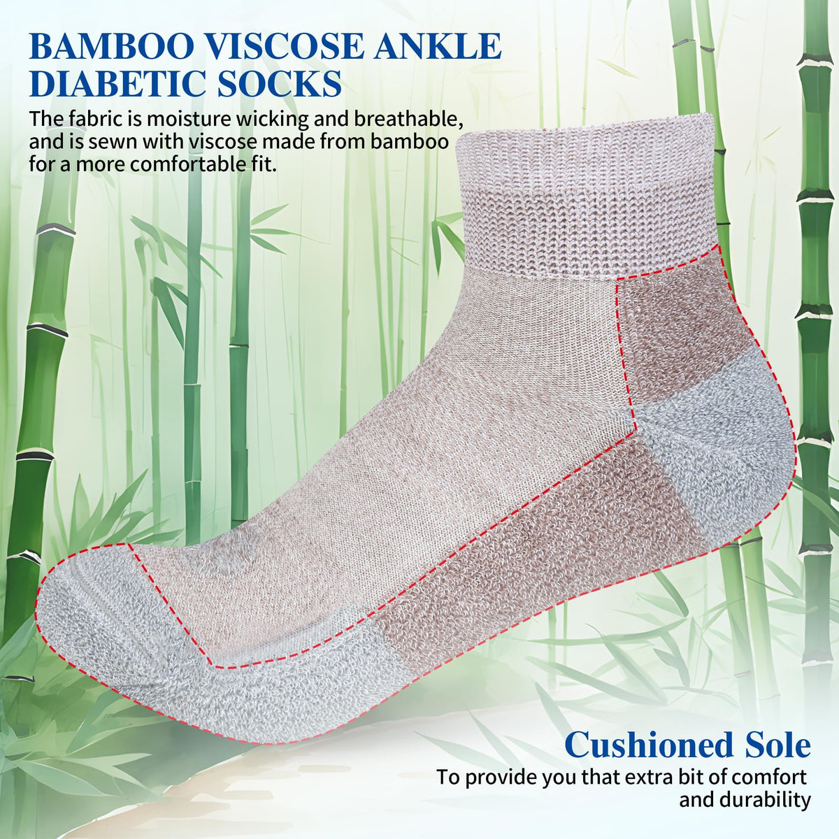 Diabetic Socks for Men, 10 Pairs Ankle & Low Cut Size 9-15 F44501