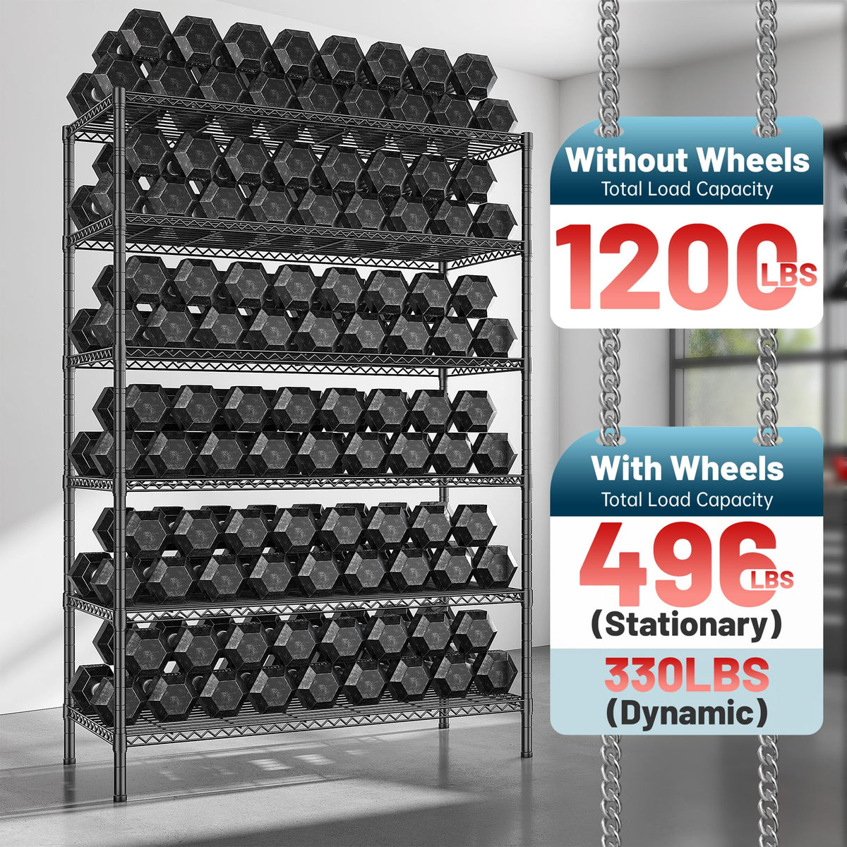 82" 6-Tier Adjustable Storage Shelves with Wheels Y7769