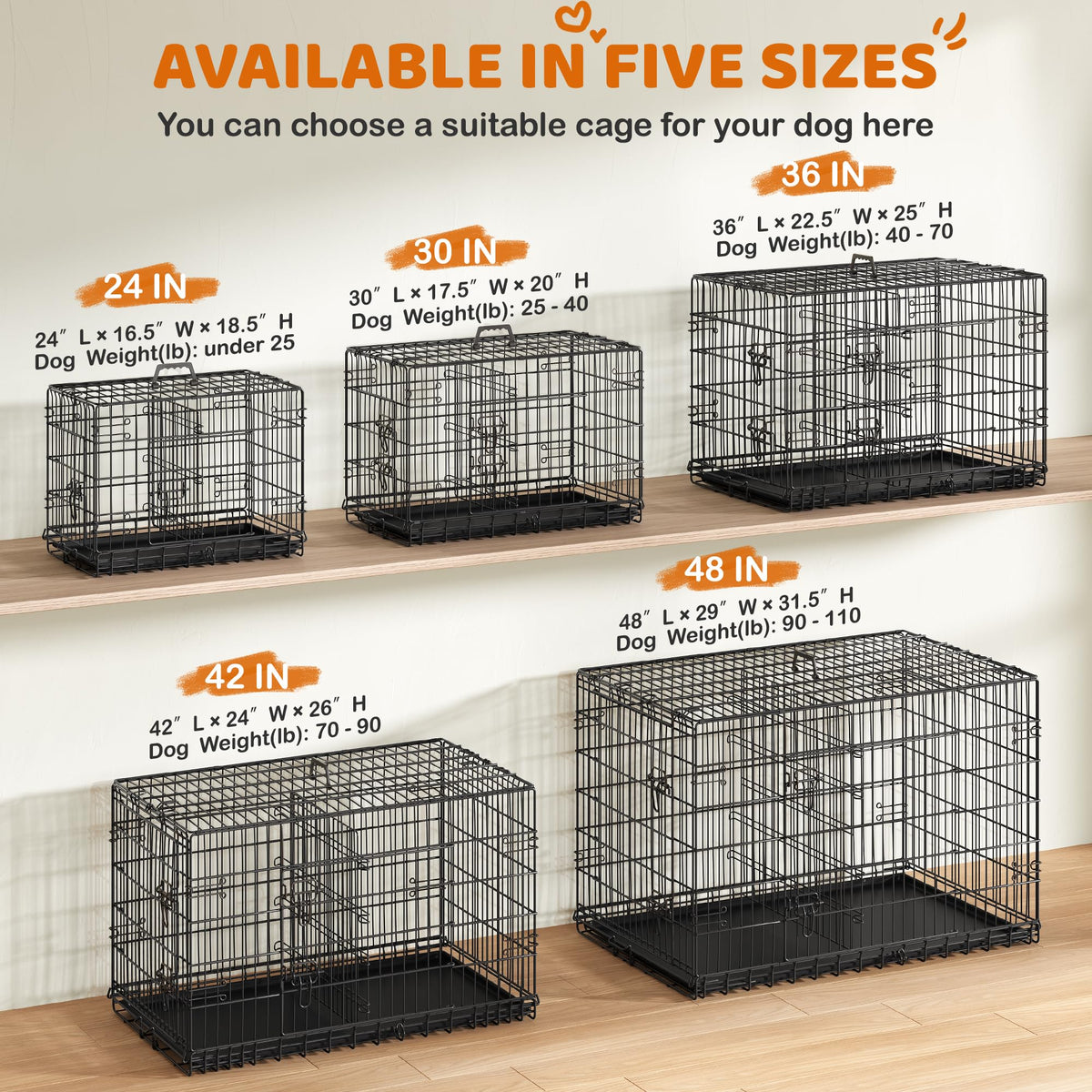 48 inch Collapsible Metal Dog Crate with Divider Y32438