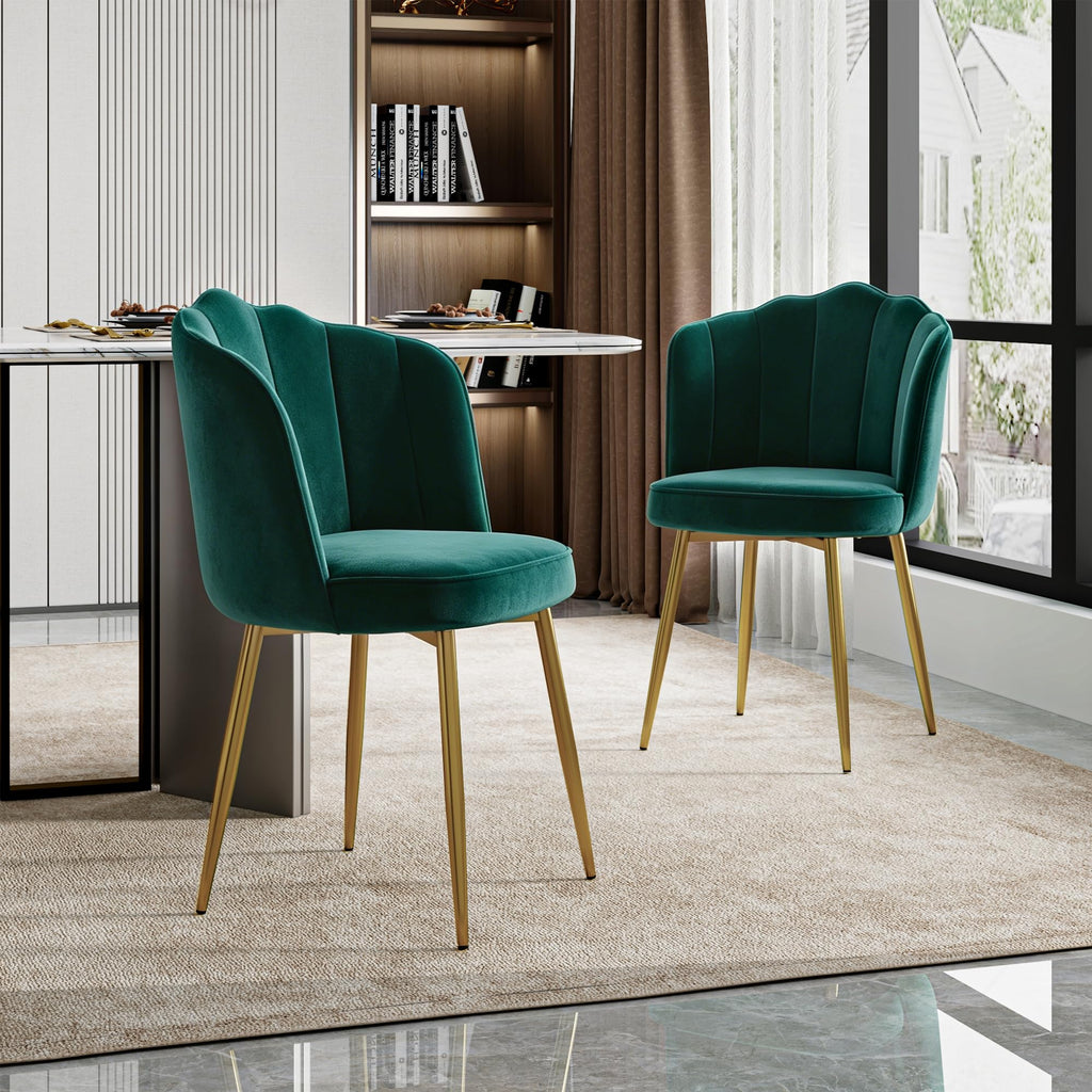 Velvet Dining Chairs Set of 2 Green P3399