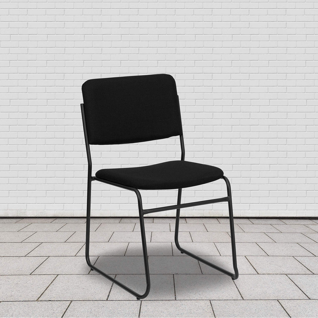 Black Fabric Stackable Chair with Sled Base Y8815