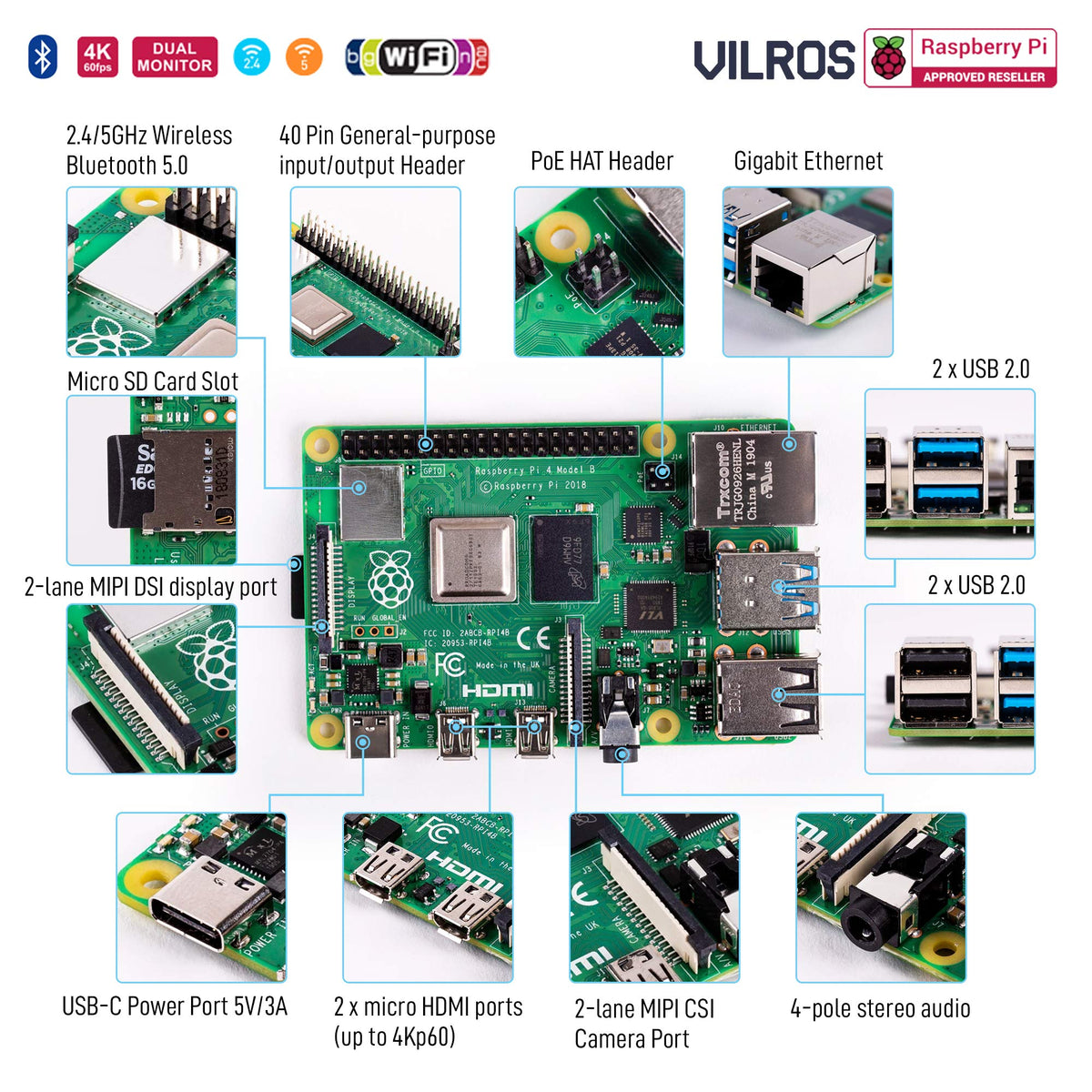 Raspberry Pi 4 Starter Kit with 64GB Micro SD Card T2864
