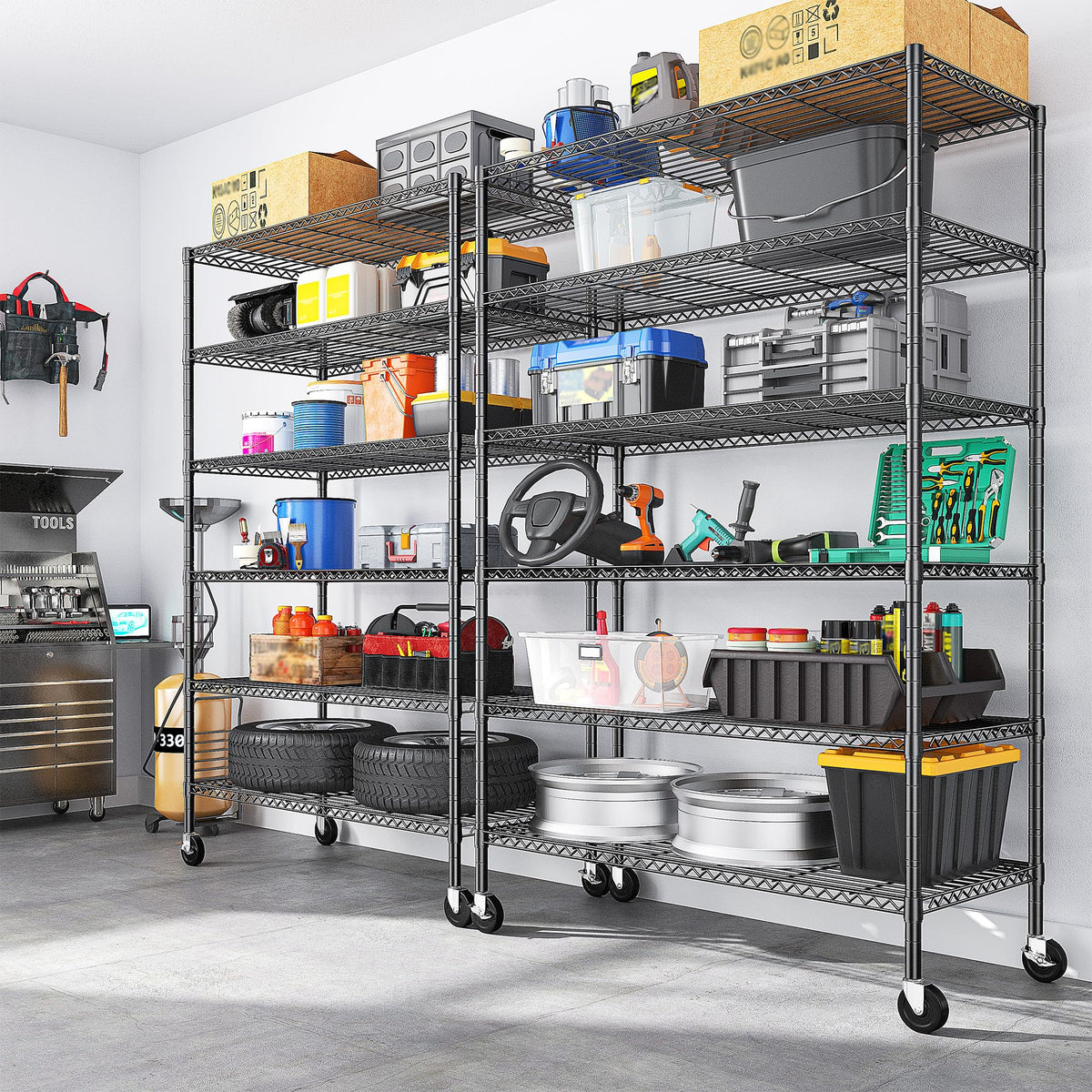 82" 6-Tier Adjustable Storage Shelves with Wheels Y7769