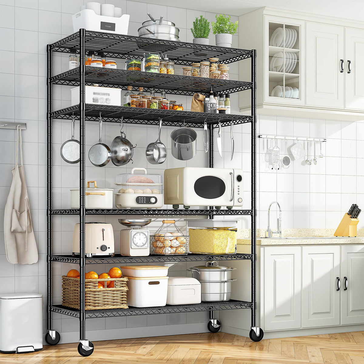 82" 6-Tier Adjustable Storage Shelves with Wheels Y7769
