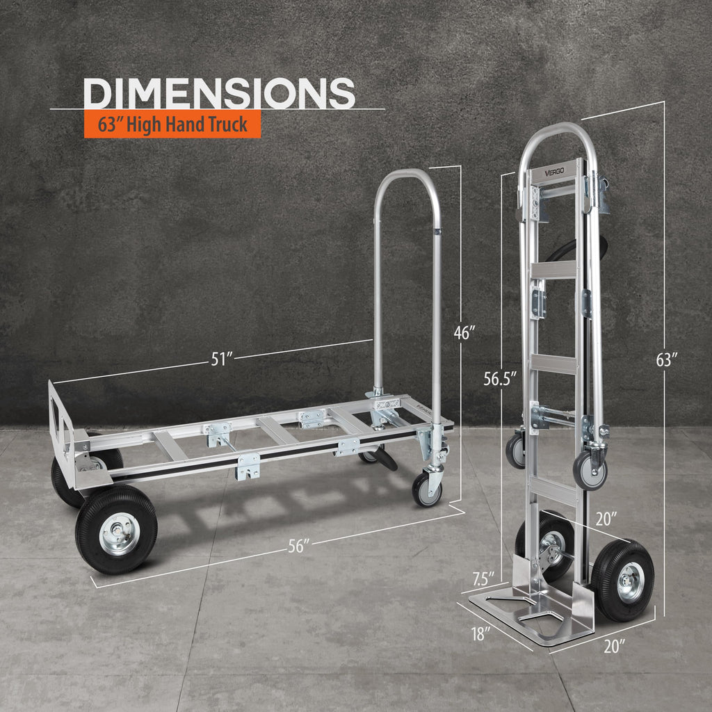 Heavy Duty Aluminum 2 in 1 Convertible Hand Truck 800 lb Capacity V59577